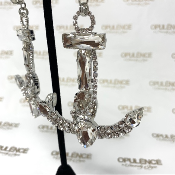 Jumbo Anchor Rhinestone Earrings - Picture 5 of 7